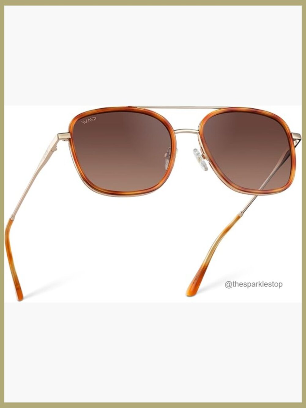 Polarized Square Aviator Sunglasses with Acetate Stainless Steel Frame
